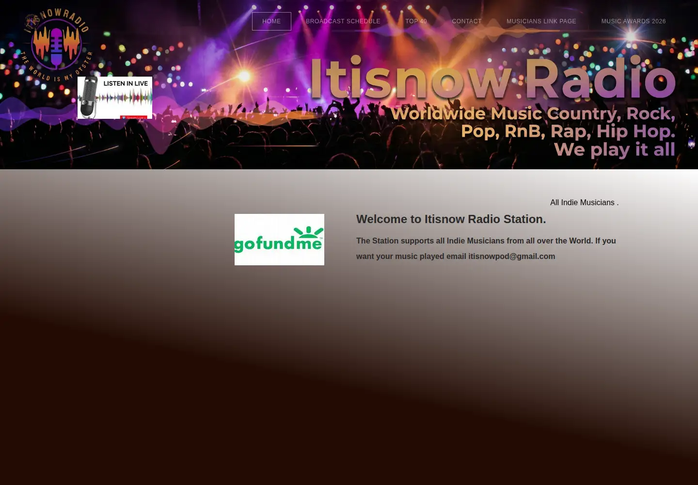 Screenshot of itisnowradio.com