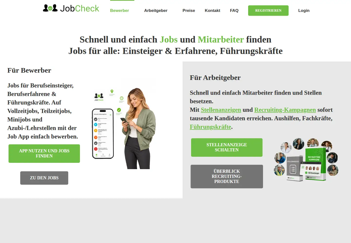 Captured homepage of jobcheck.com in the current scan