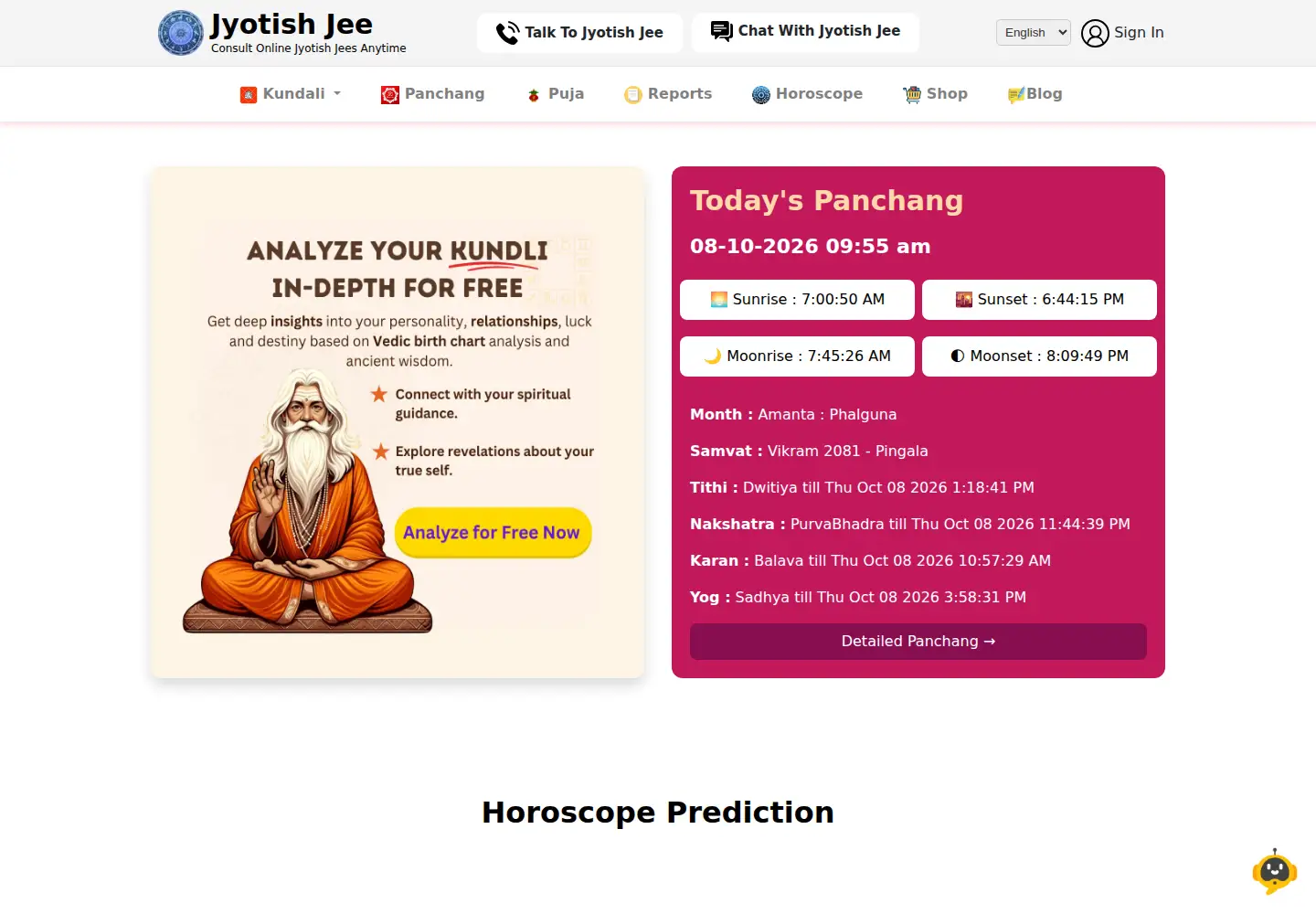 Screenshot of jyotishjee.com