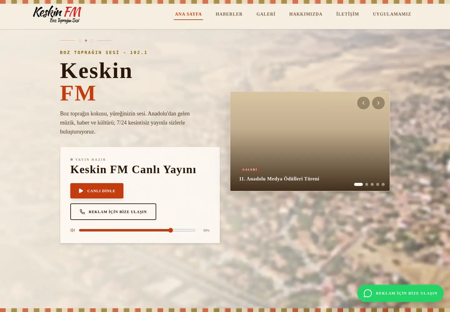 Screenshot of keskinfm.com