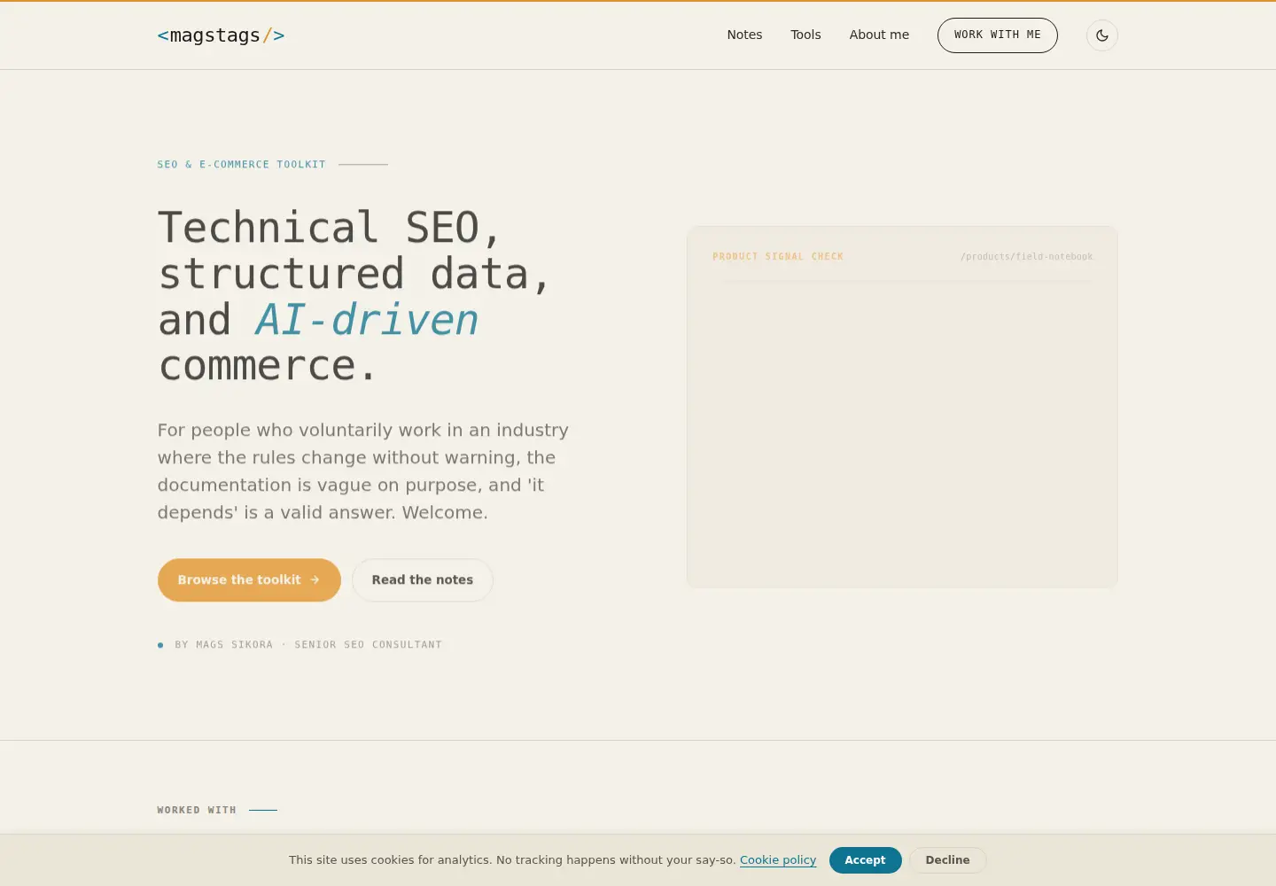 Captured homepage of magstags.com in the current scan