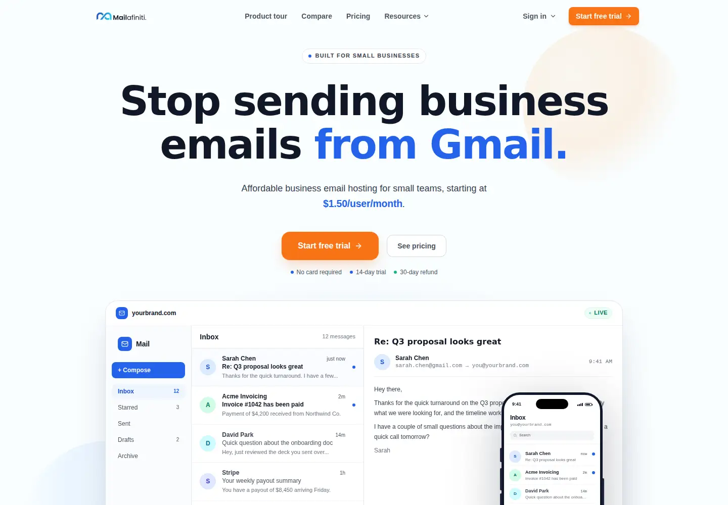 Screenshot of mailafiniti.com