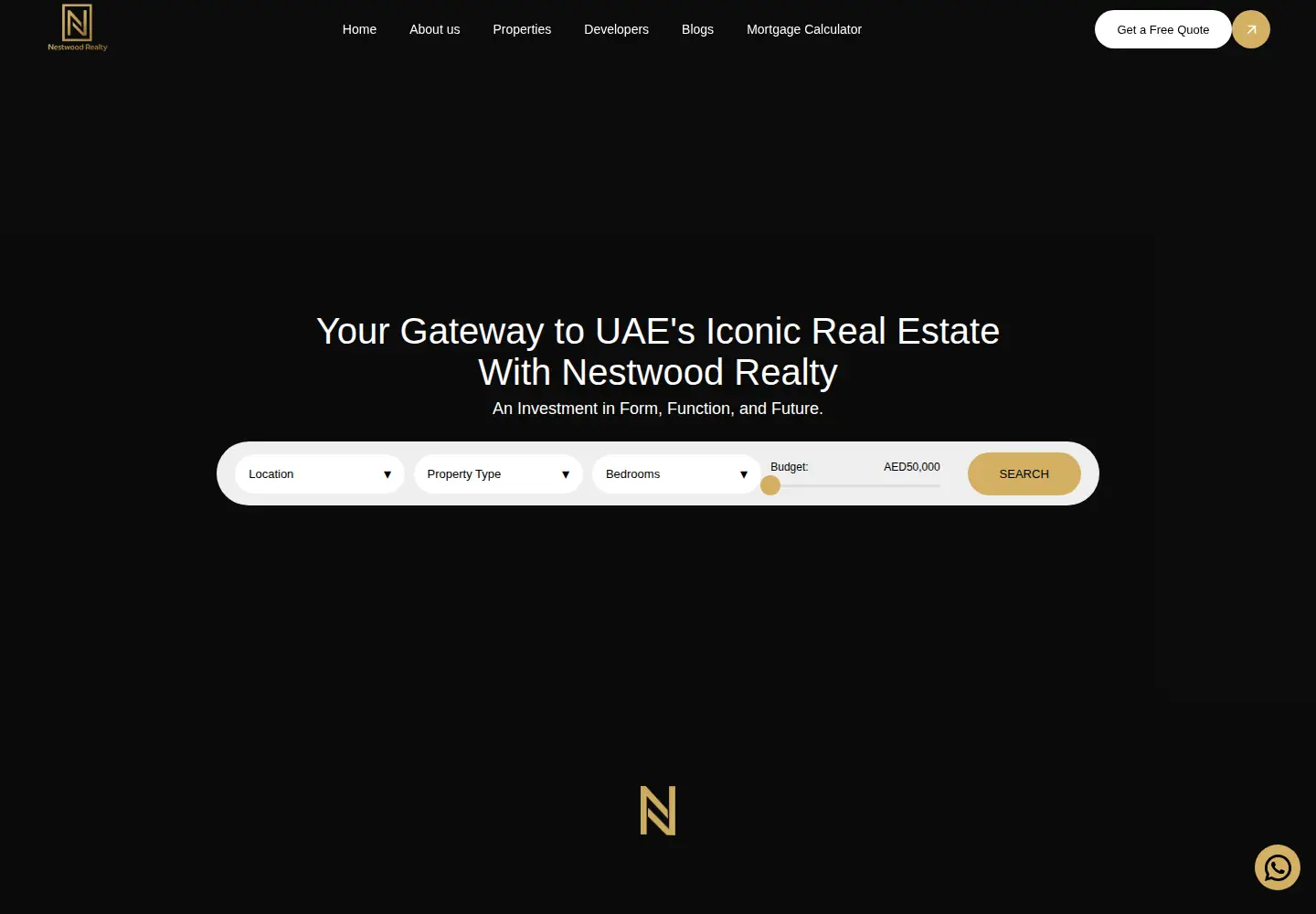 Captured homepage of nestwoodrealty.com in the current scan