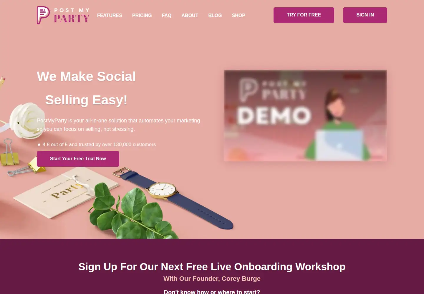 Screenshot of postmyparty.com