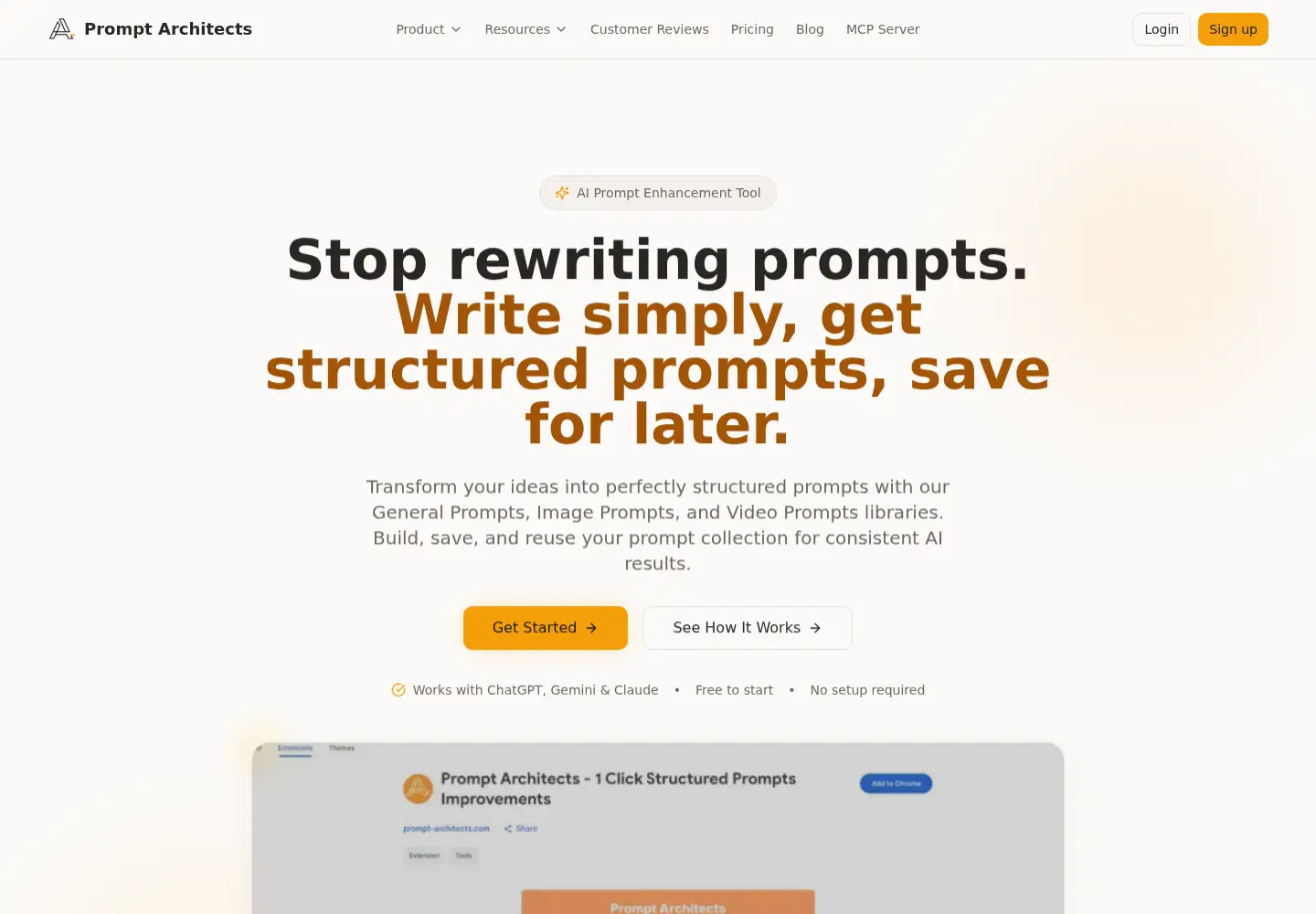 Screenshot of prompt-architects.com