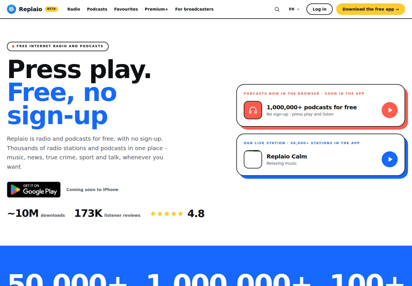 Captured homepage of replaio.com in the current scan