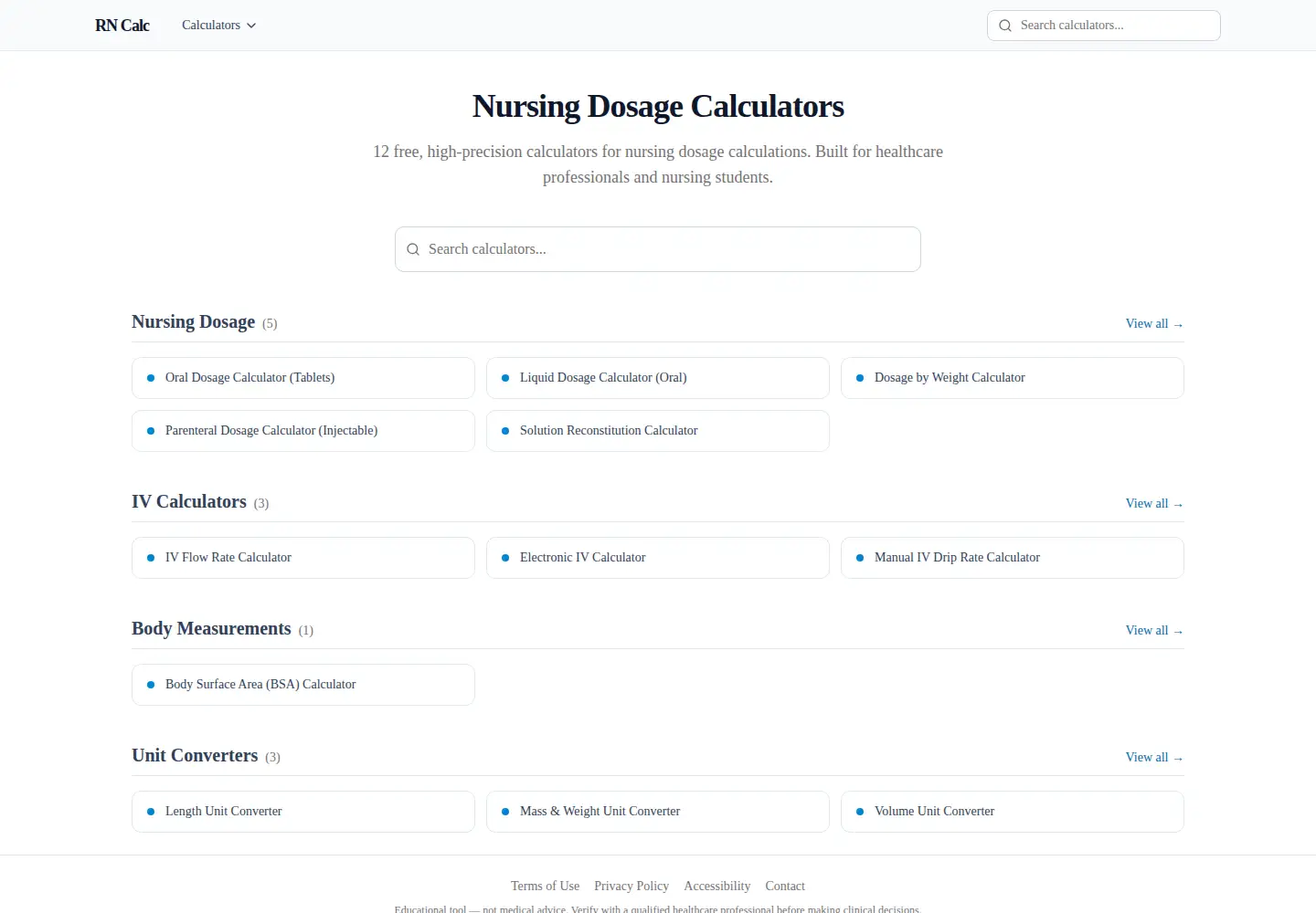 Screenshot of rncalc.com