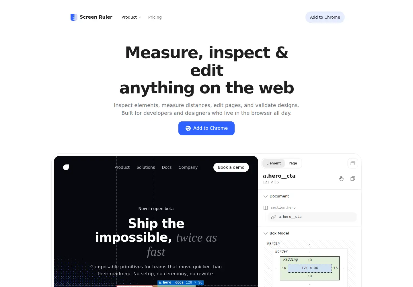 Screenshot of screen-ruler.com