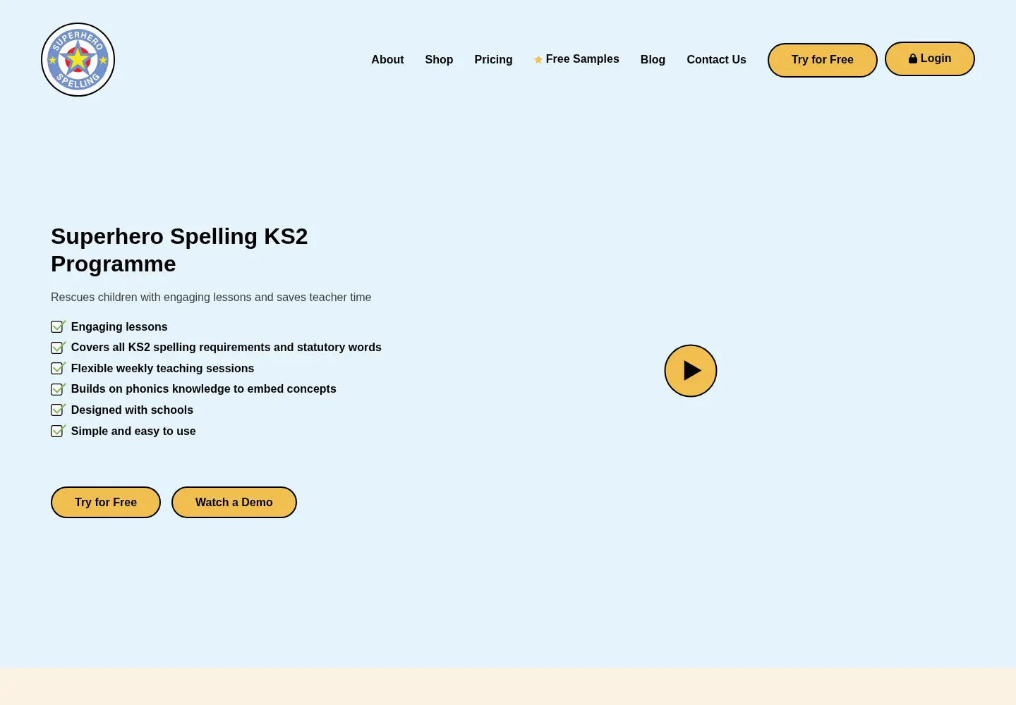 Screenshot of superherospelling.com