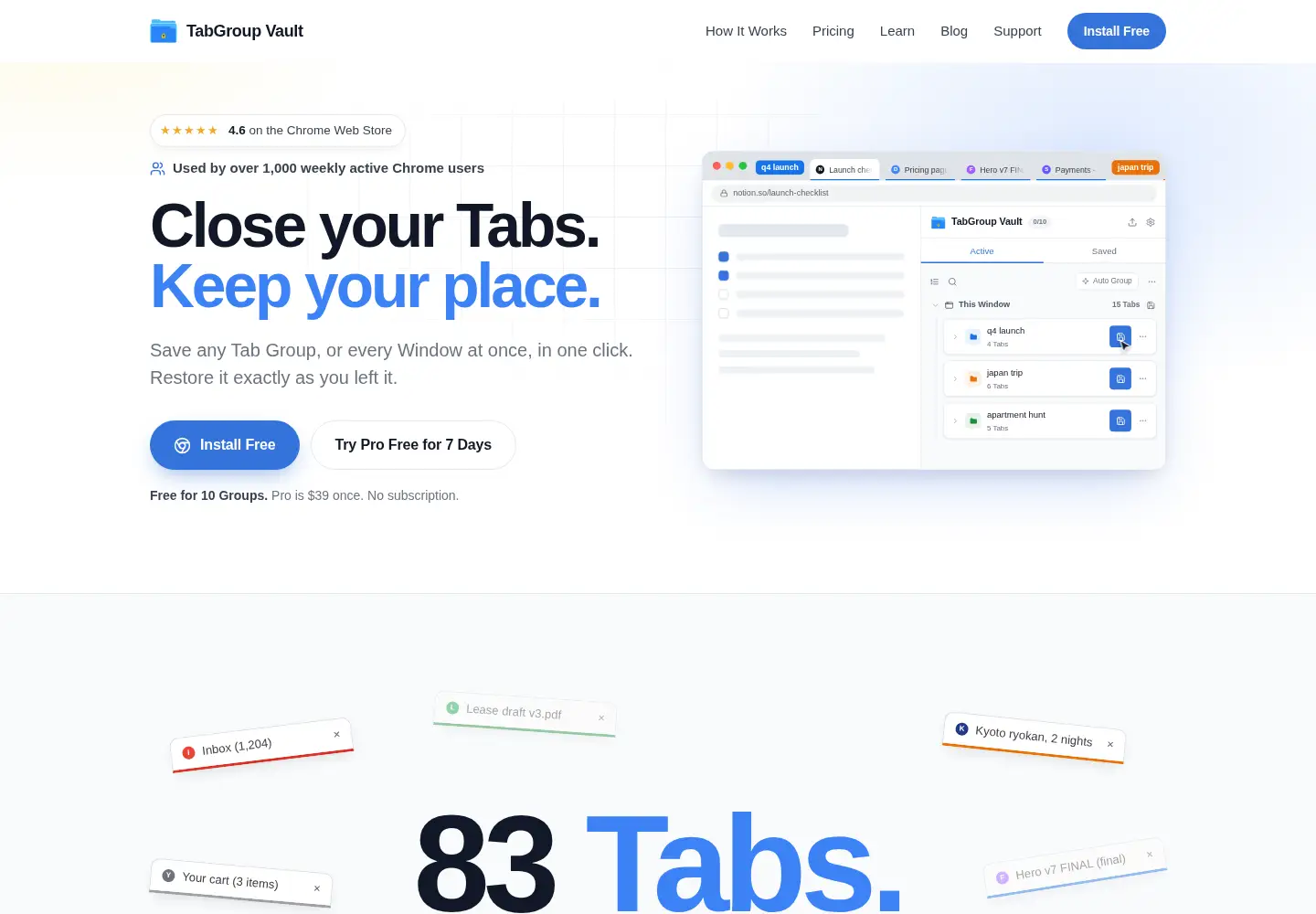 Screenshot of tabgroupvault.com
