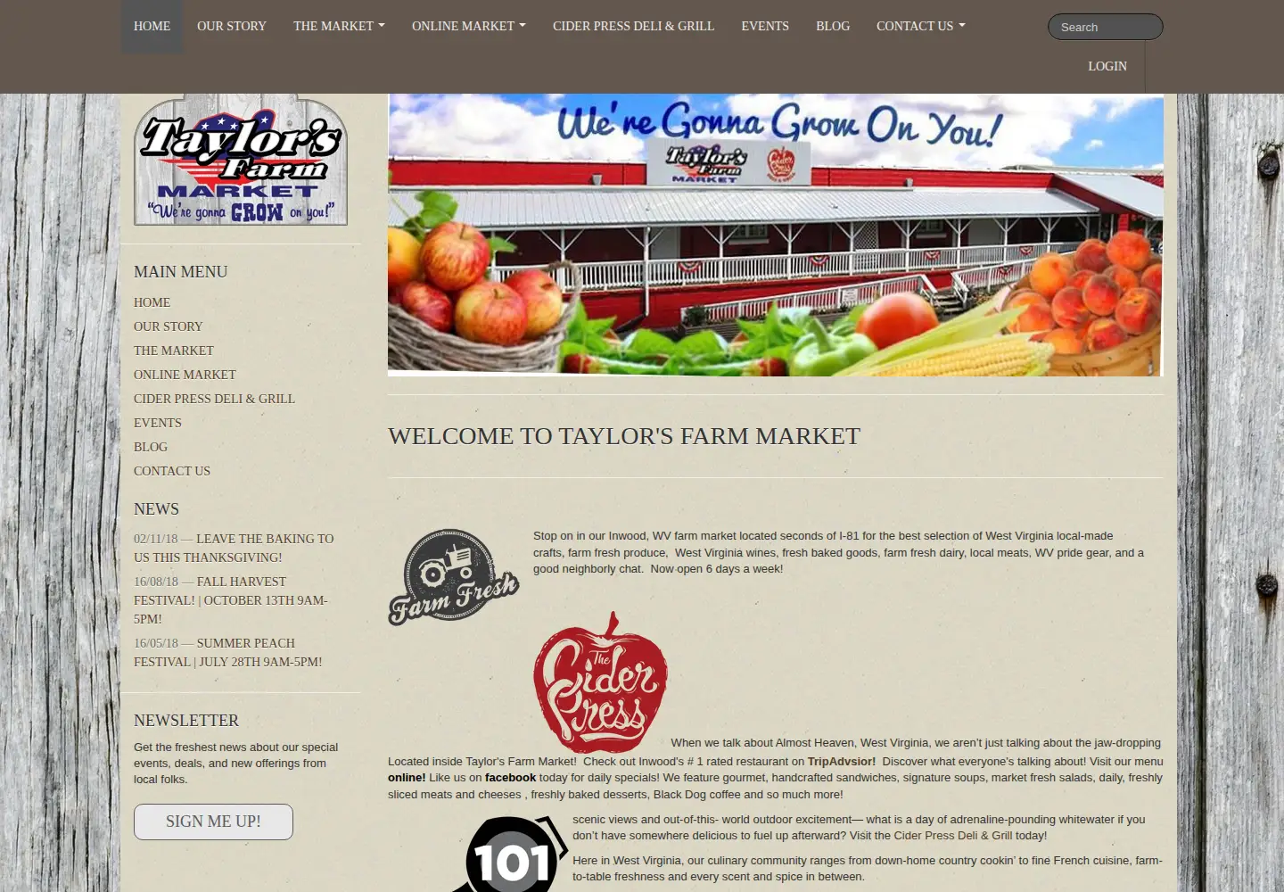 Screenshot of taylorfarmsmarket.com