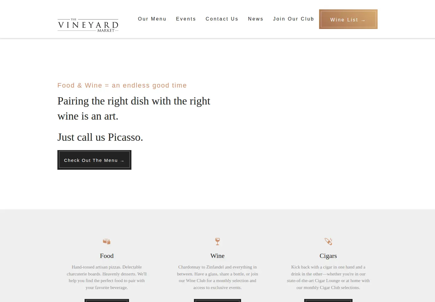 Screenshot of thevineyardmarket.com