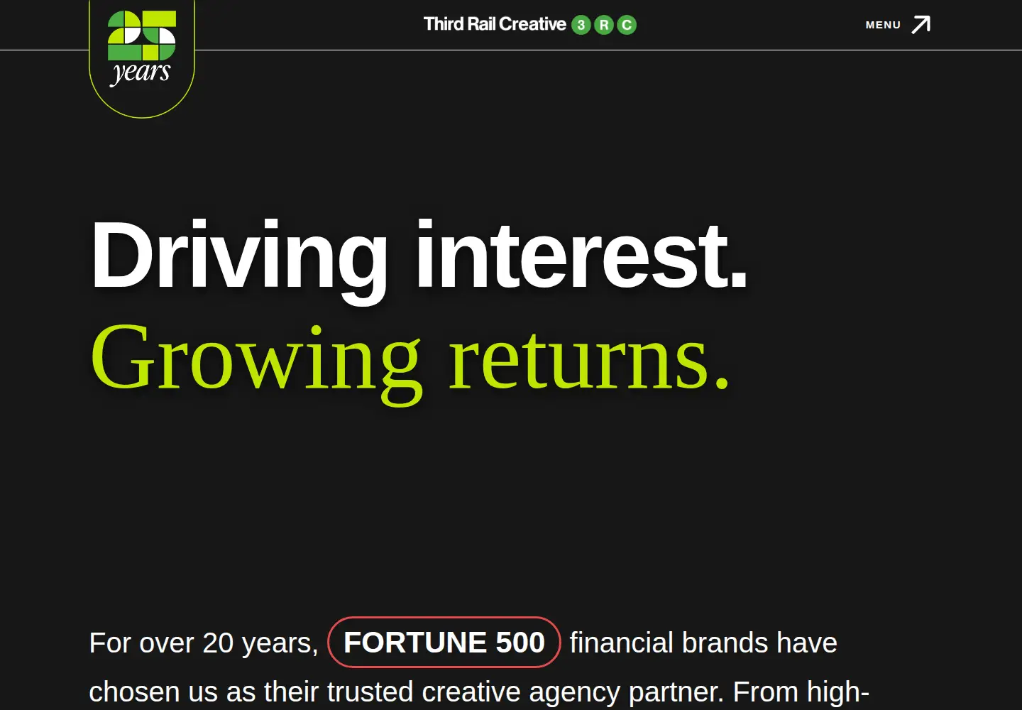 Screenshot of thirdrailcreative.com