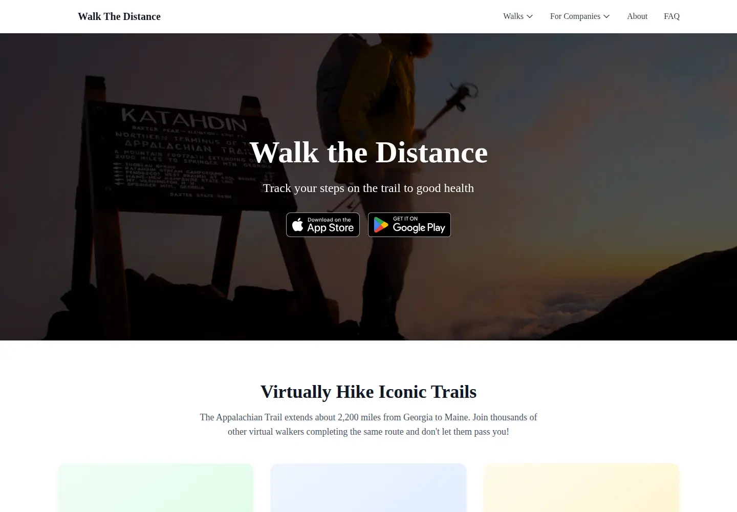 Screenshot of walkthedistanceapp.com