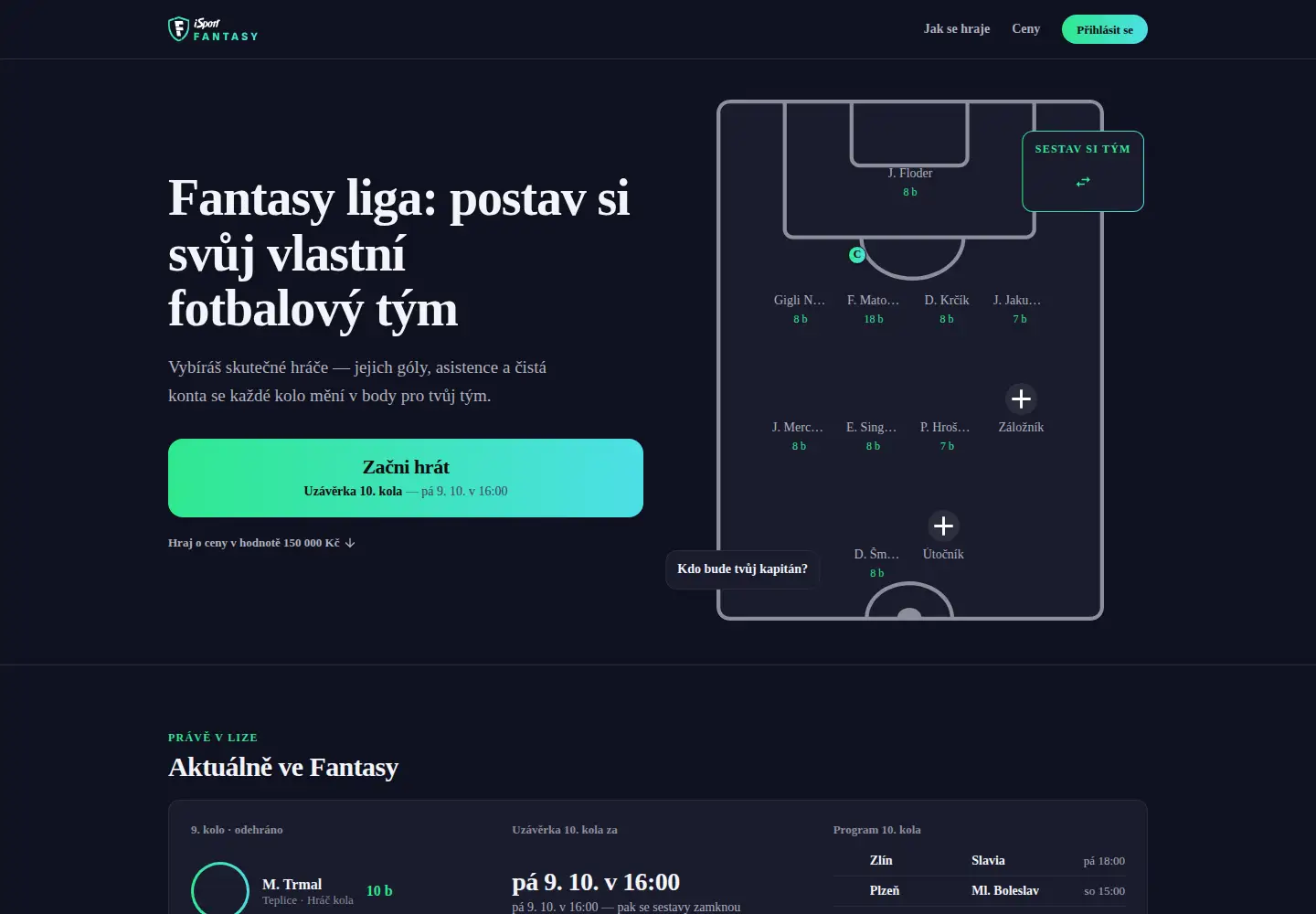 Screenshot of fantasyliga.cz