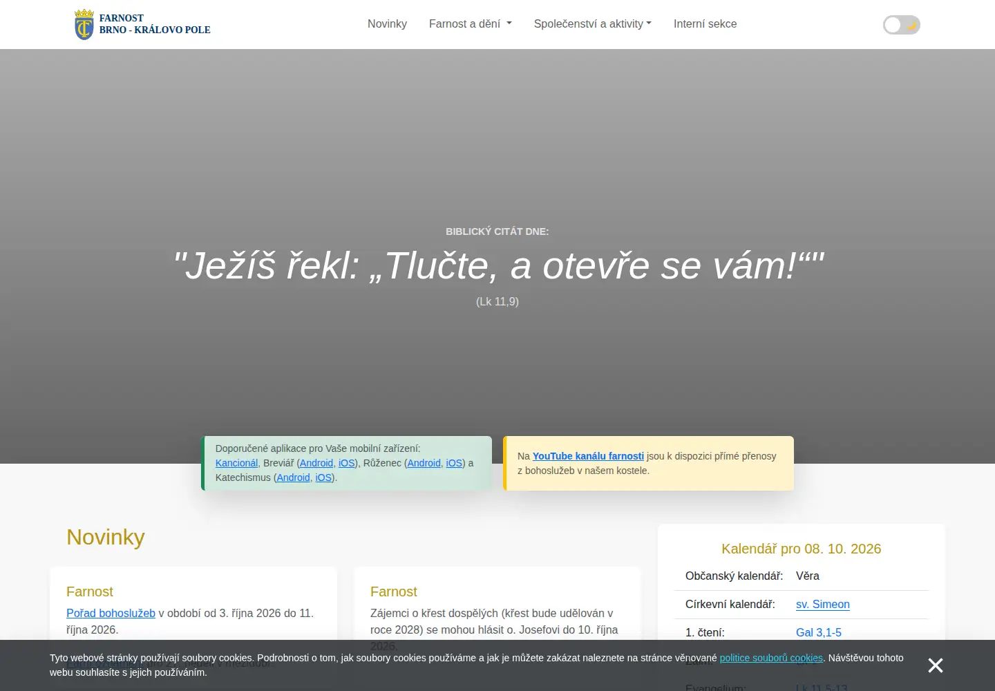 Captured homepage of farnost-krpole.cz in the current scan