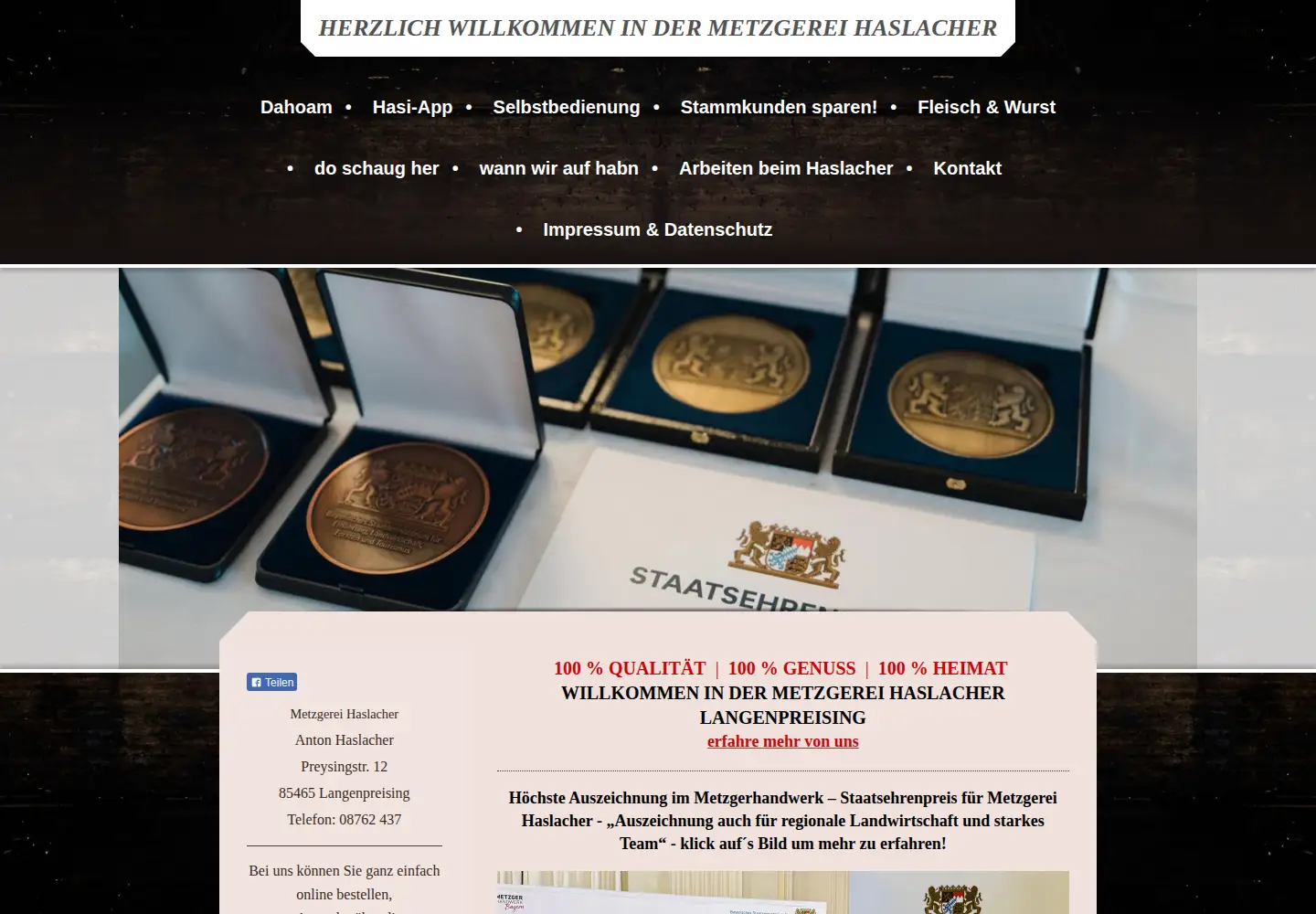 Screenshot of metzgerei-haslacher.de