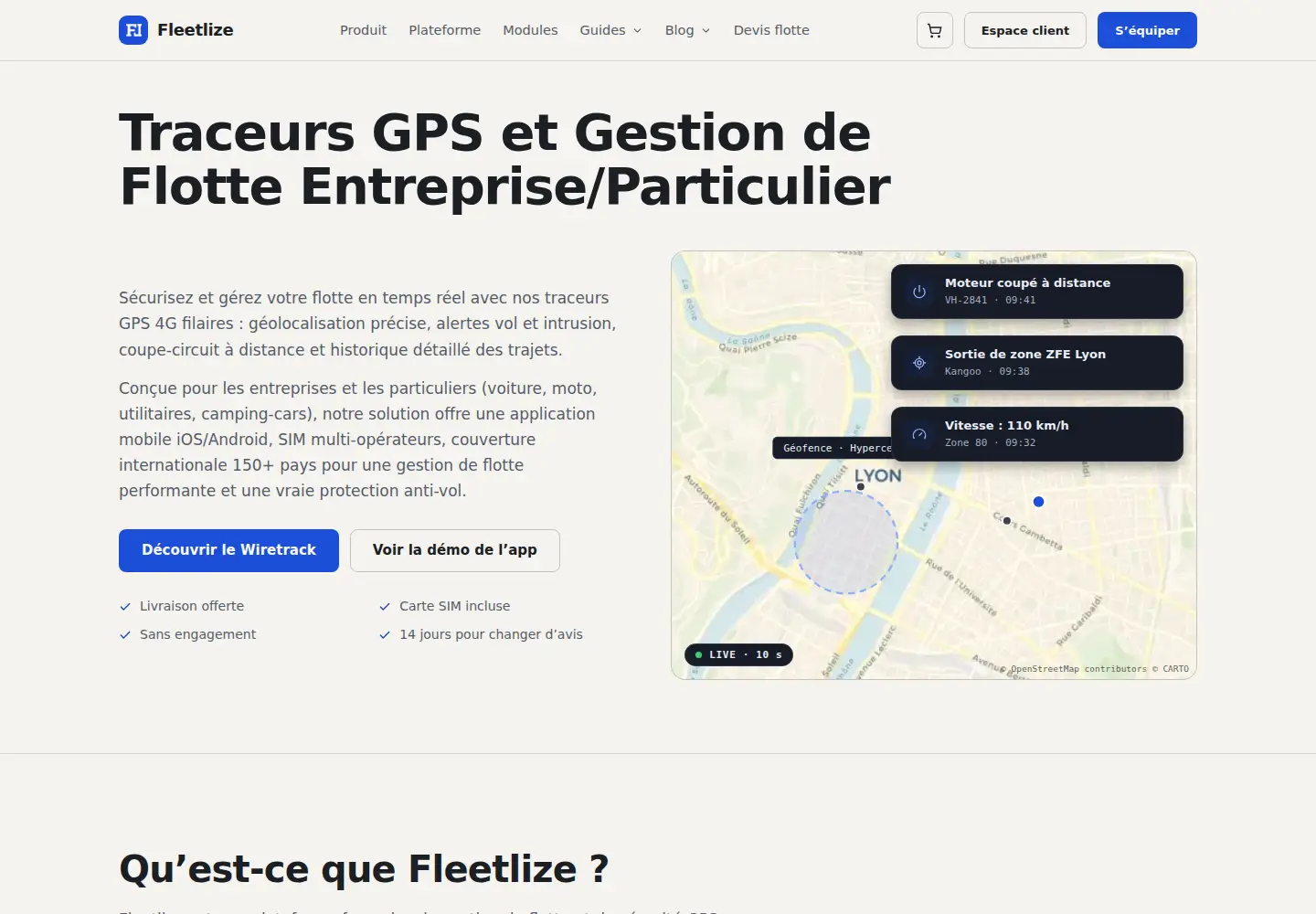 Captured homepage of fleetlize.fr in the current scan