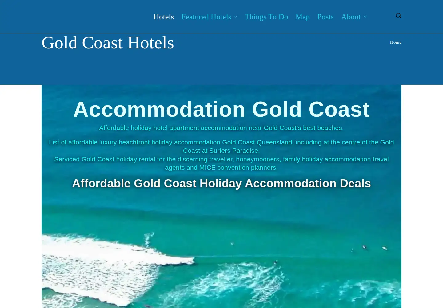 Captured homepage of accommodationgoldcoast.info in the current scan