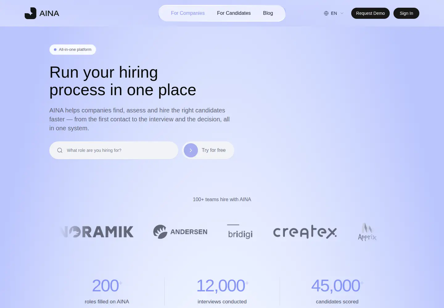 Screenshot of aina-tech.io