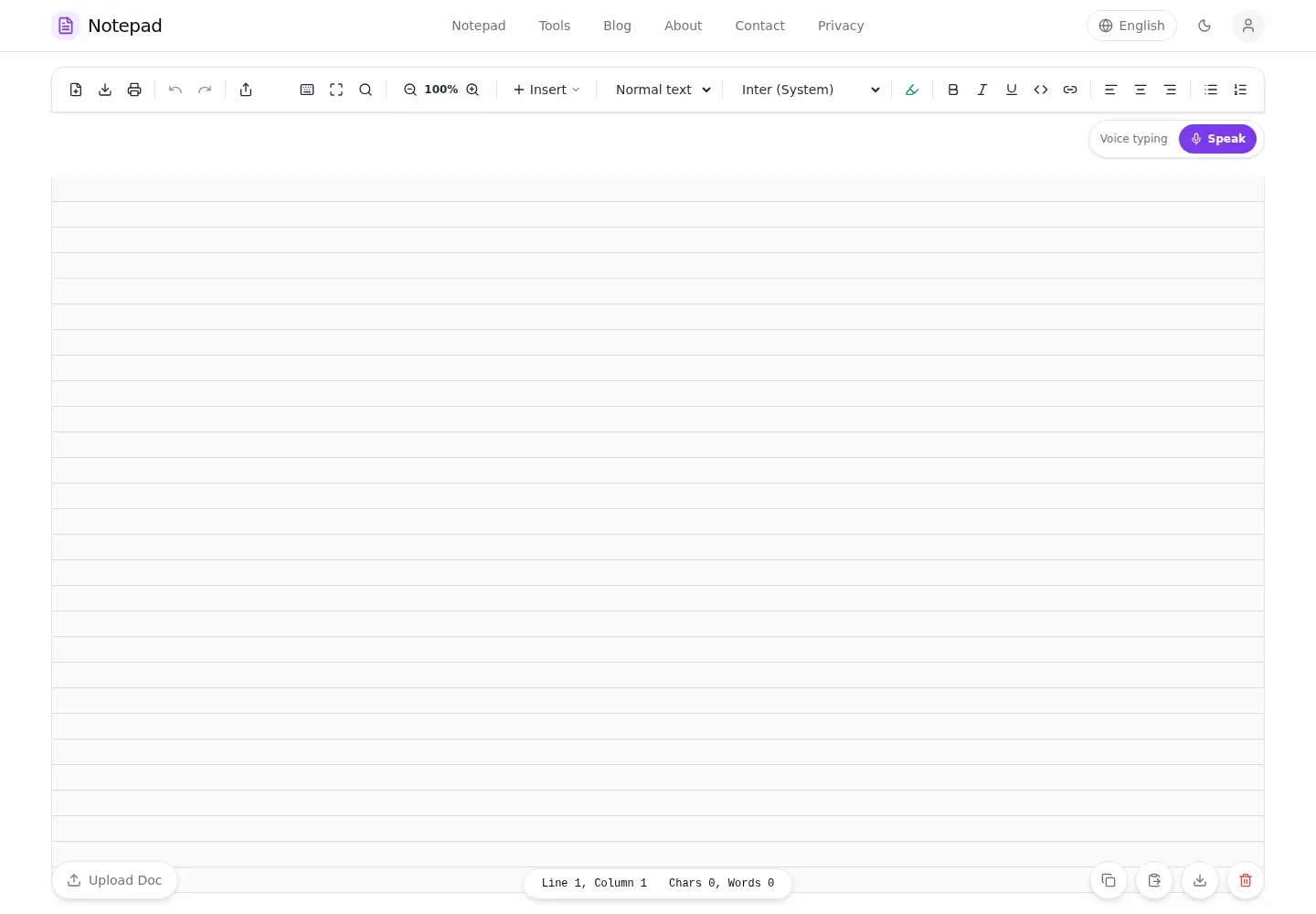 Screenshot of notepad.is