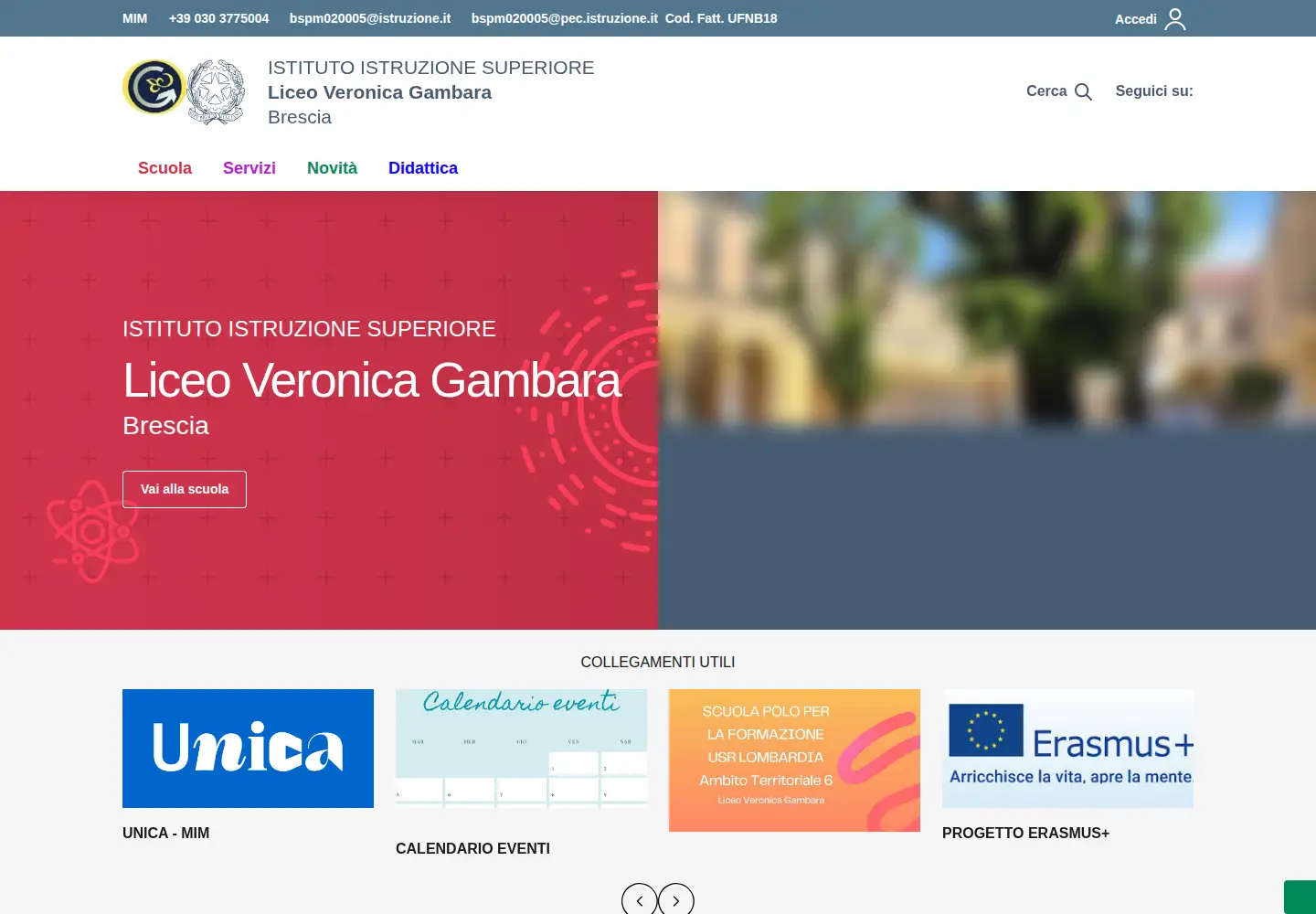 Screenshot of liceogambara.edu.it