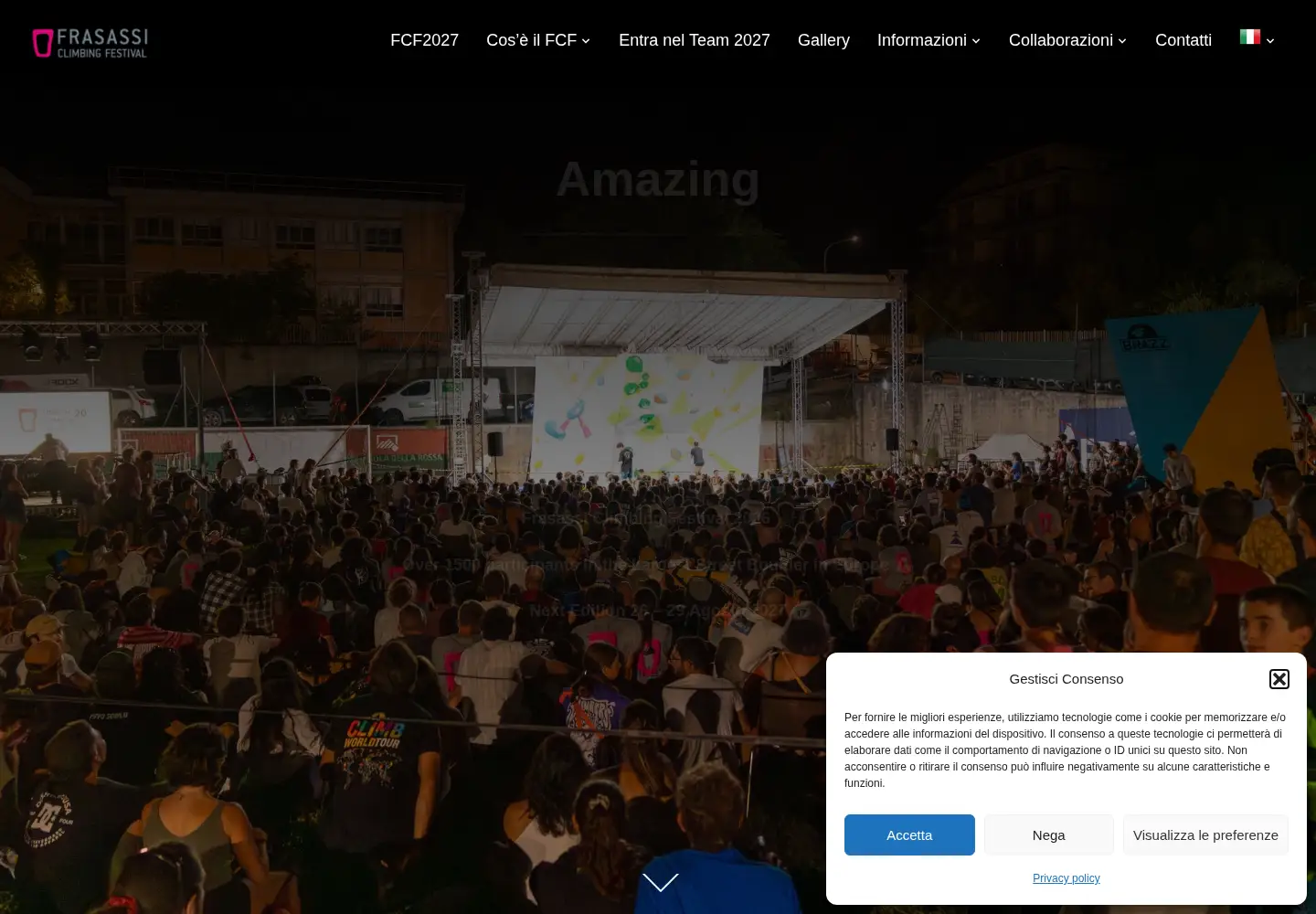Captured homepage of frasassiclimbingfestival.it in the current scan