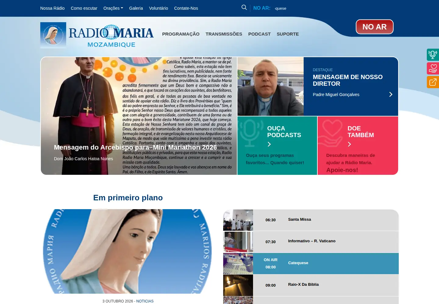 Screenshot of radiomaria.org.mz