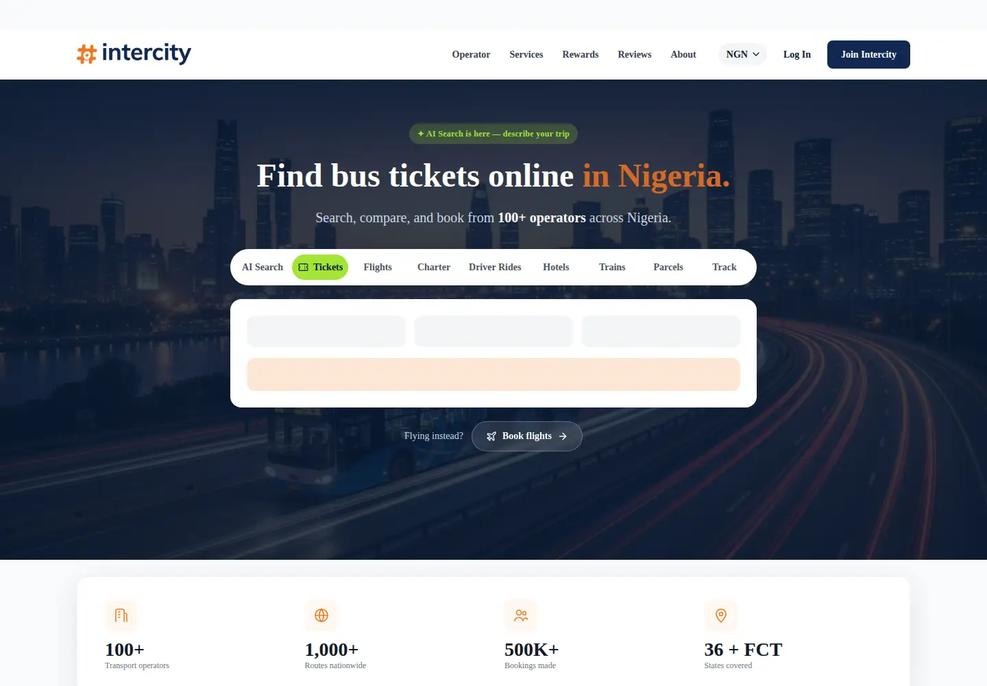Screenshot of intercity.ng