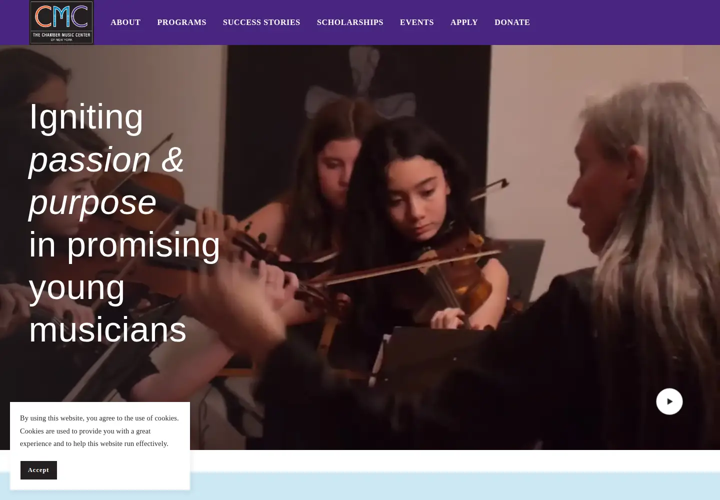 Screenshot of chambermusiccenter.org