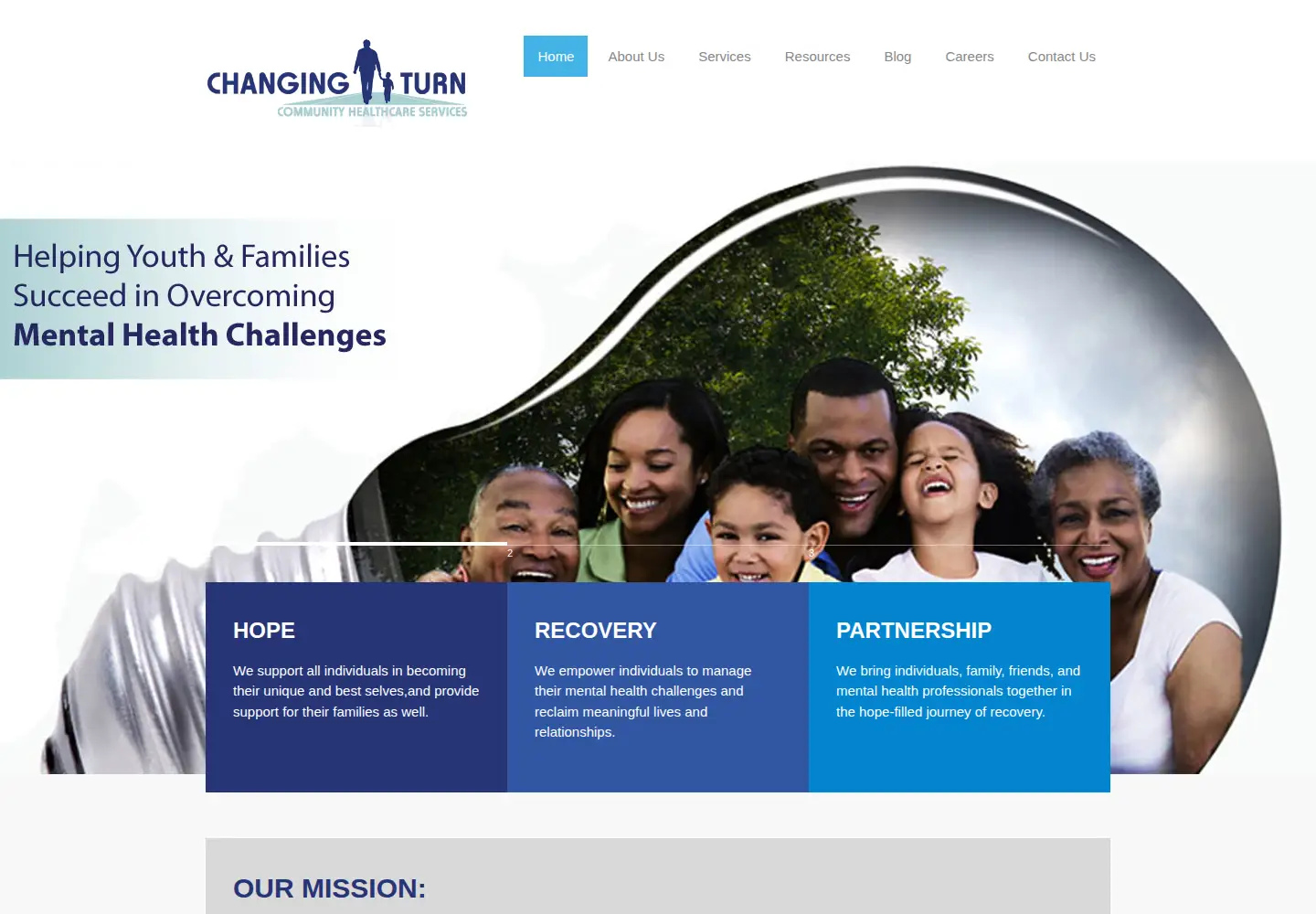 Screenshot of changingturn.org