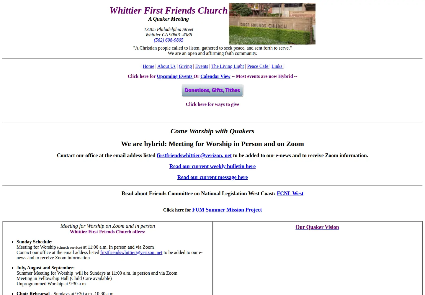 Screenshot of firstfriendswhittier.org
