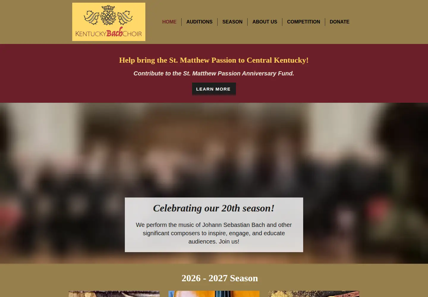 Screenshot of kentuckybachchoir.org