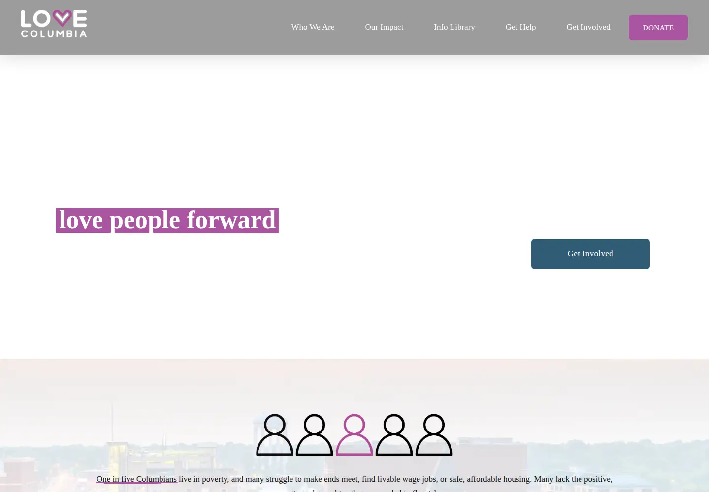 Captured homepage of lovecolumbiamo.org in the current scan