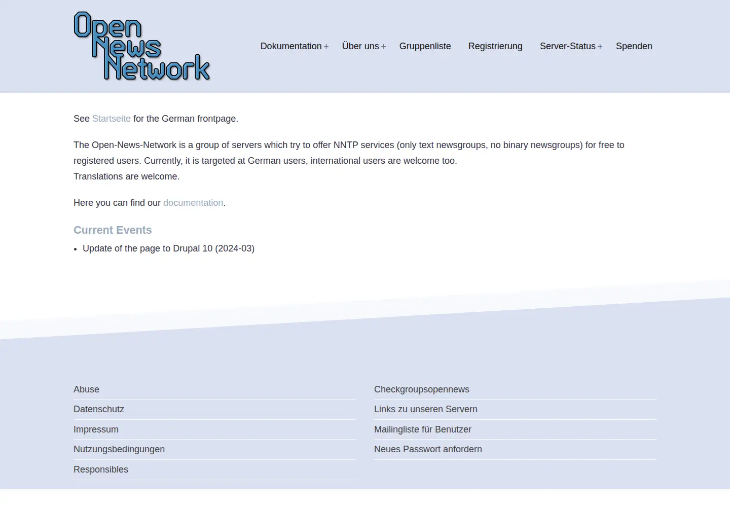 Captured homepage of open-news-network.org in the current scan