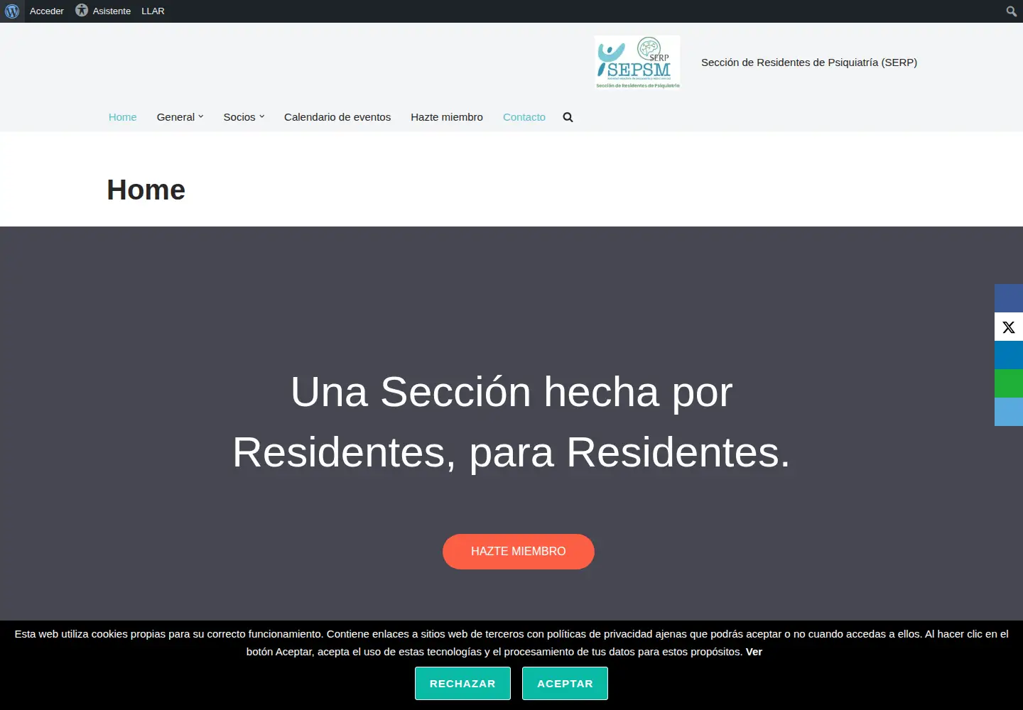 Captured homepage of serpsiquiatria.org in the current scan