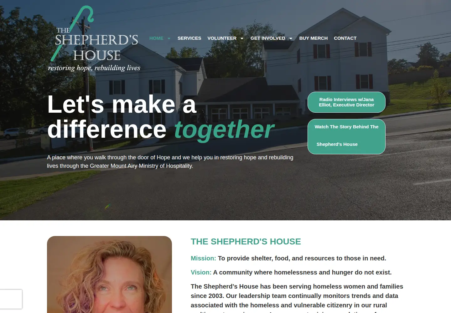 Captured homepage of shepherdshousema.org in the current scan