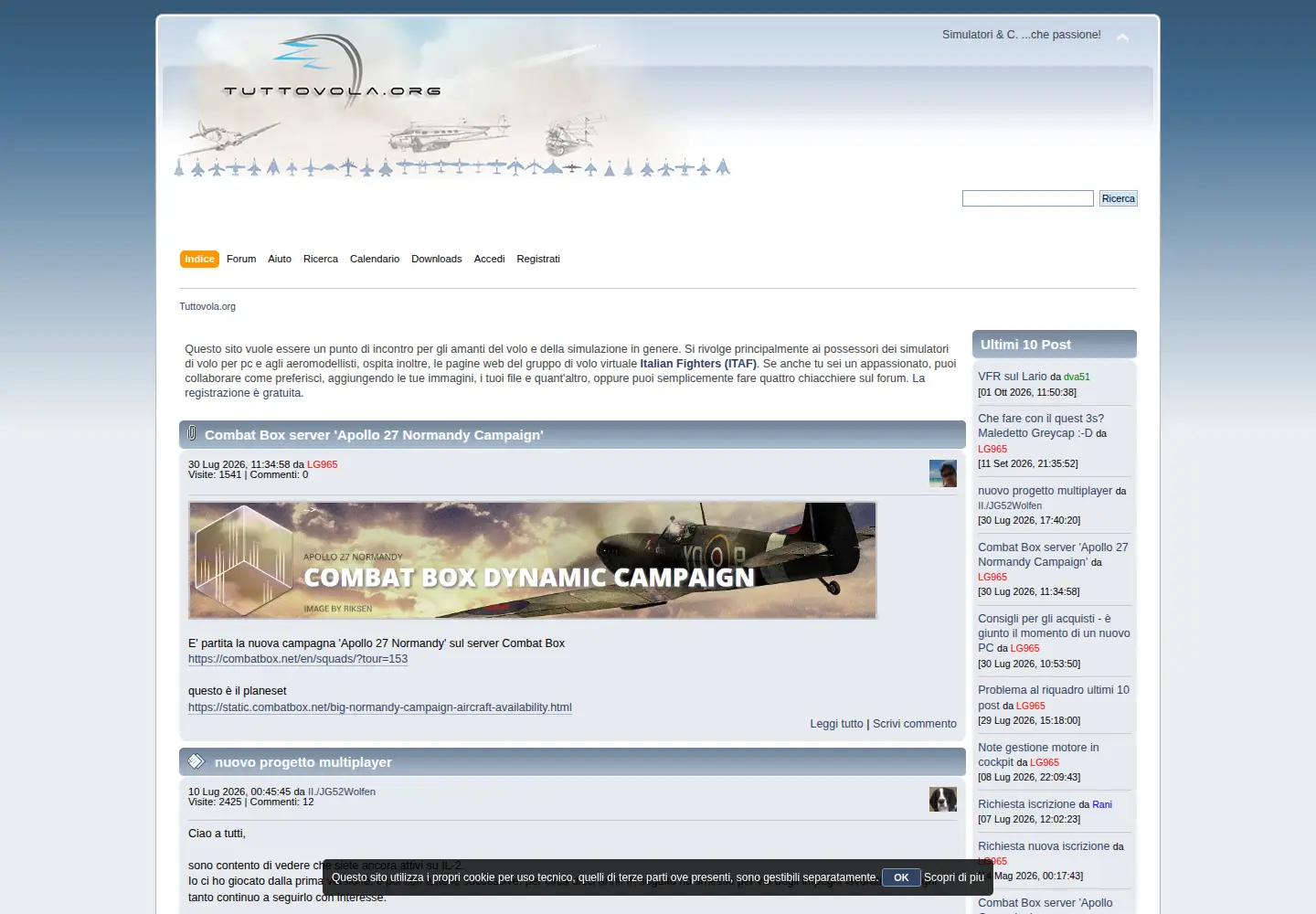 Captured homepage of tuttovola.org in the current scan