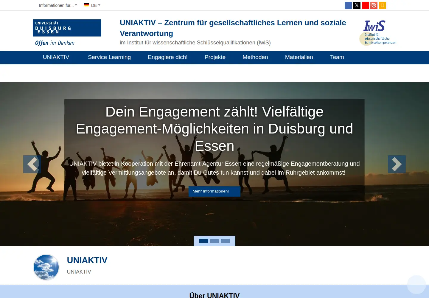 Captured homepage of uniaktiv.org in the current scan