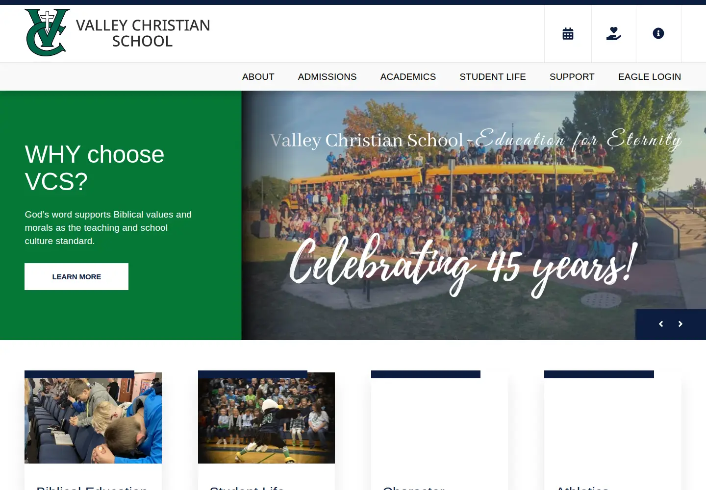 Screenshot of valleychristian.org