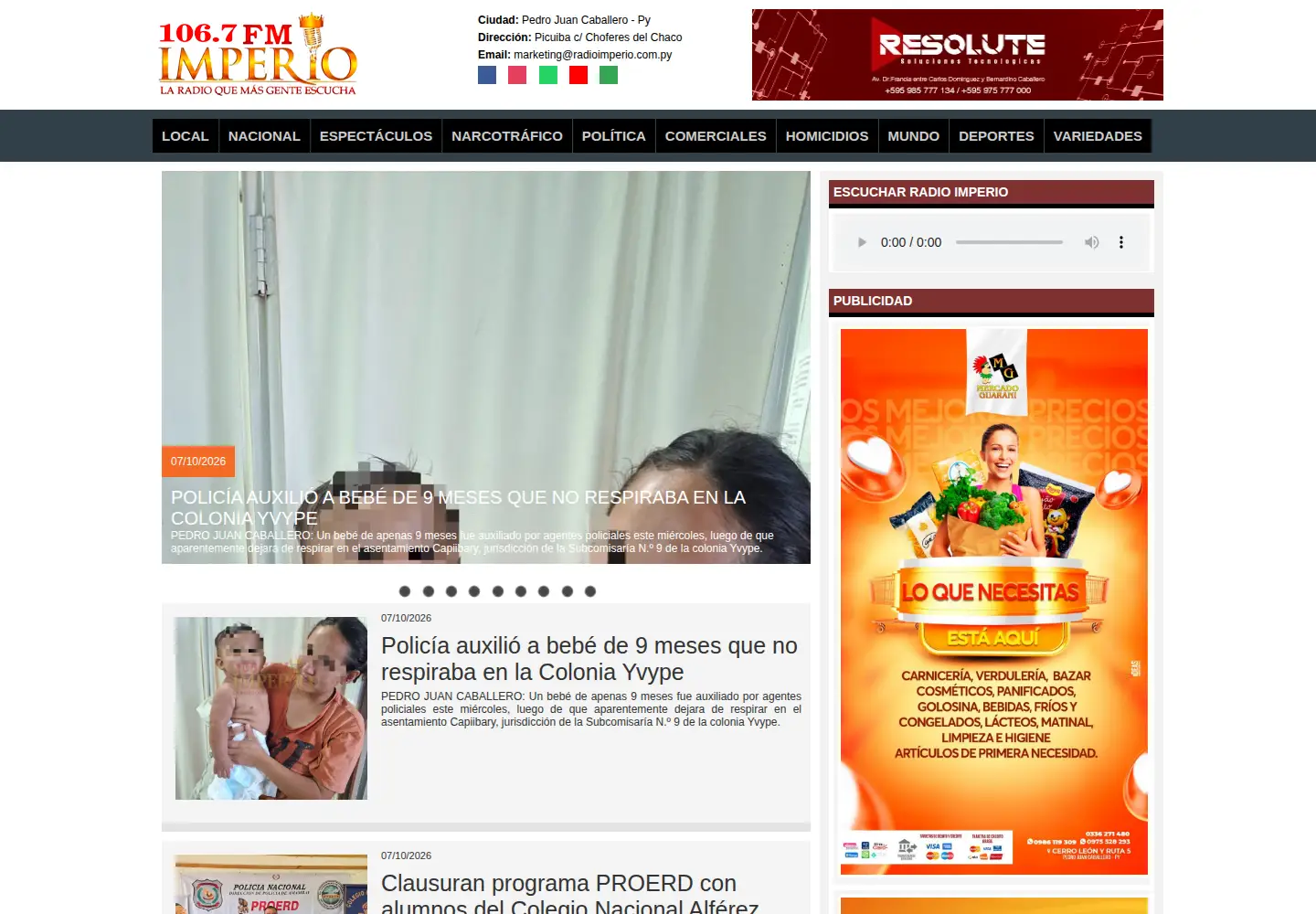 Screenshot of radioimperio.com.py
