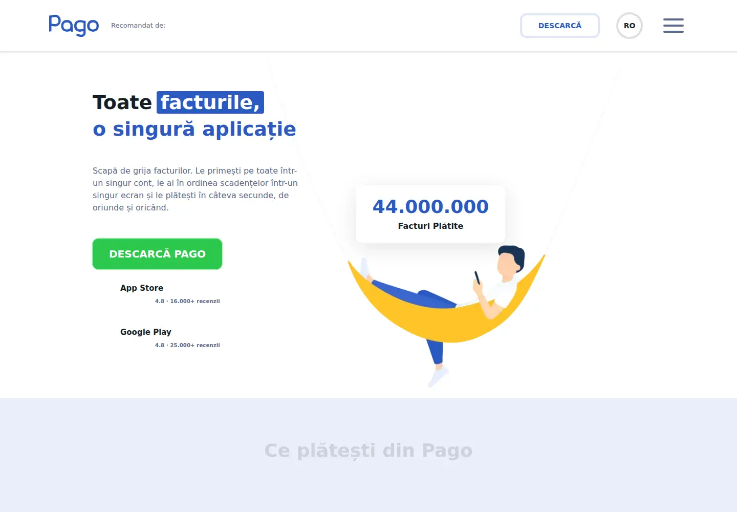 Screenshot of pagoplateste.ro