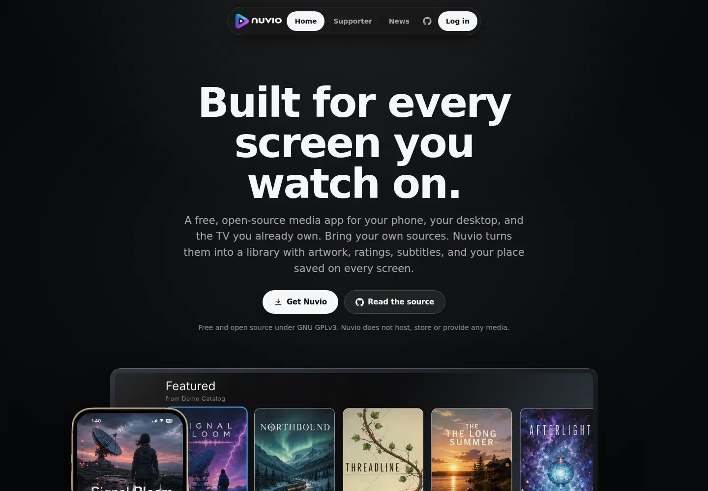 Captured homepage of nuvioapp.space in the current scan