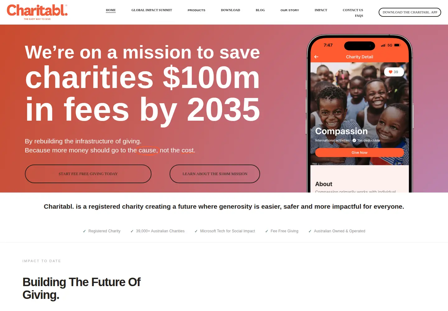 Captured homepage of charitabl.org in the current scan