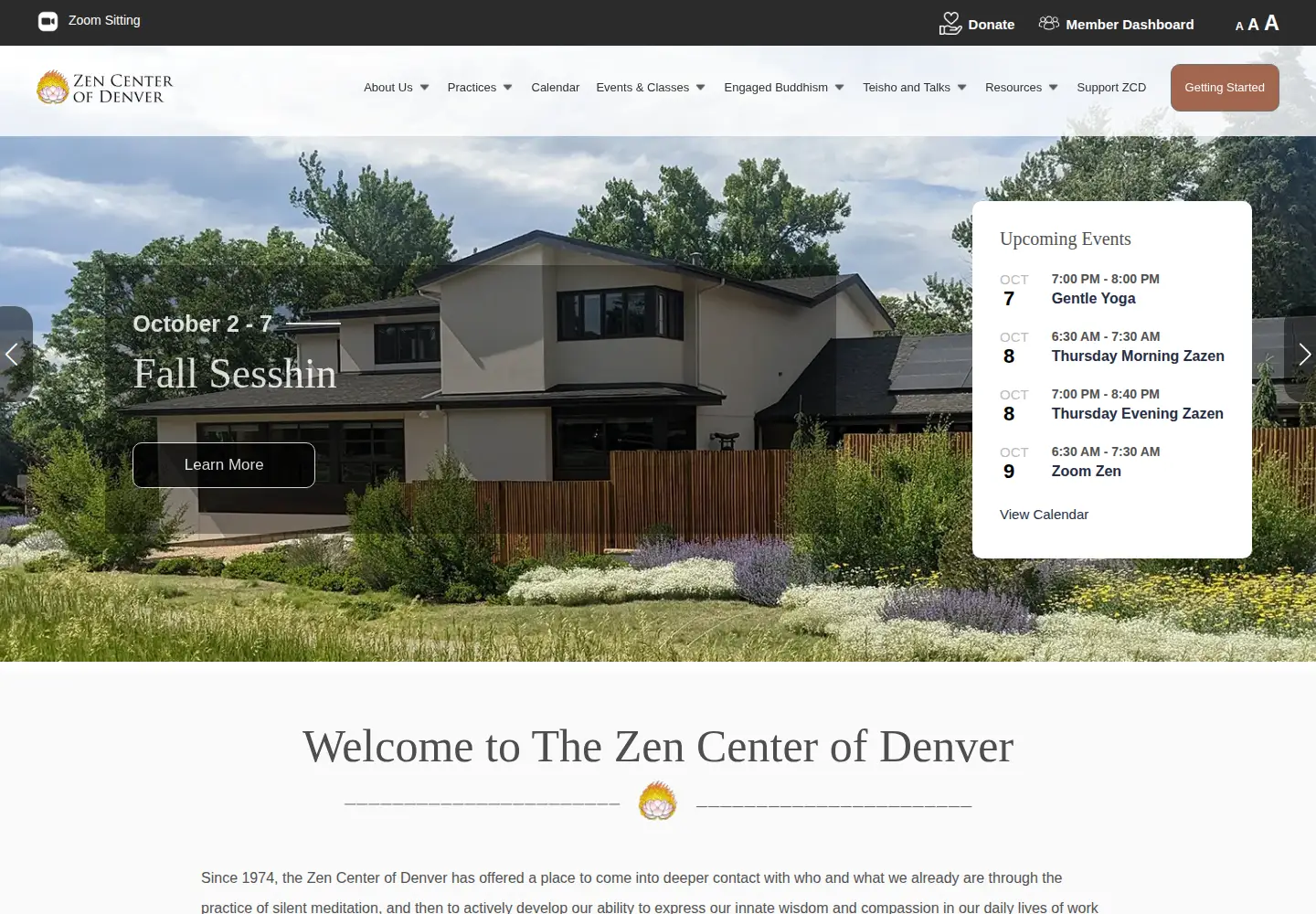 Captured homepage of zencenterofdenver.org in the current scan