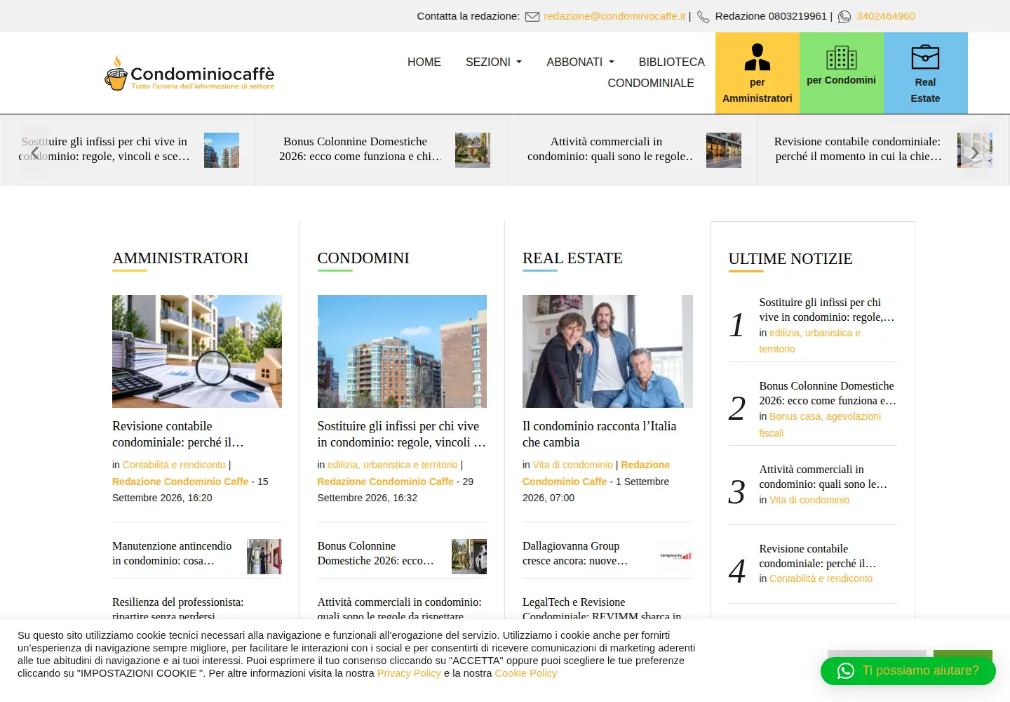 Captured homepage of condominiocaffe.it in the current scan