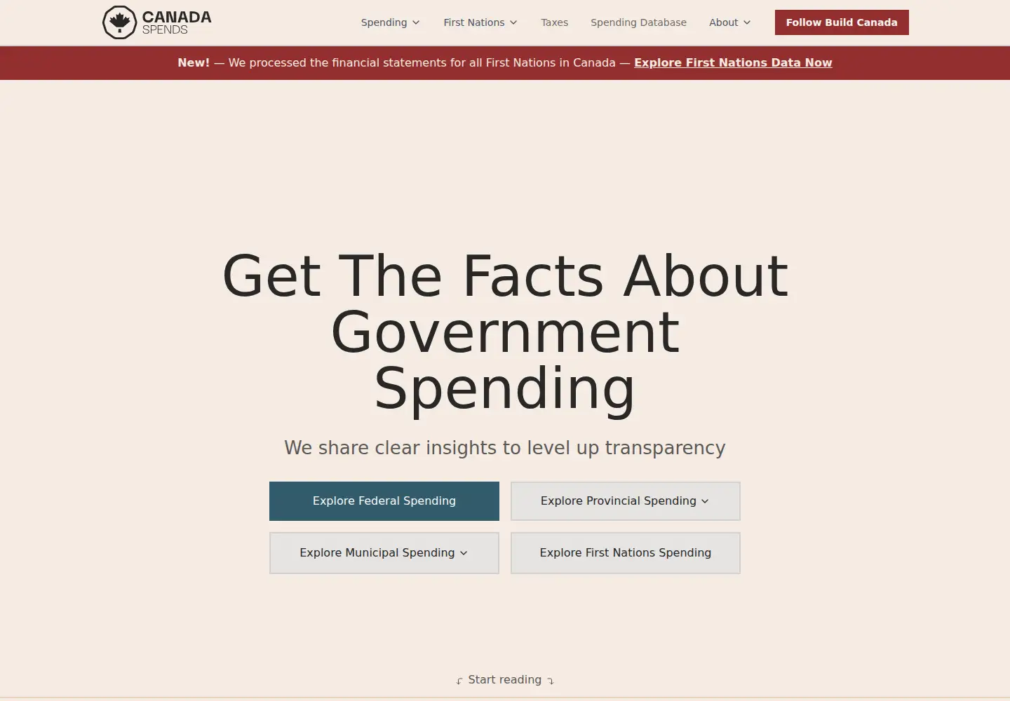 Screenshot of canadaspends.com