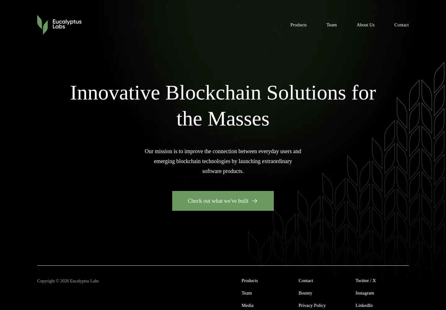 Screenshot of eucalyptuslabs.com