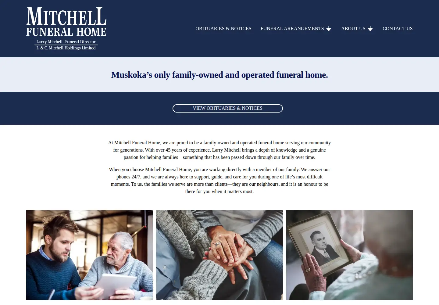 Screenshot of mitchellfuneralhome.ca