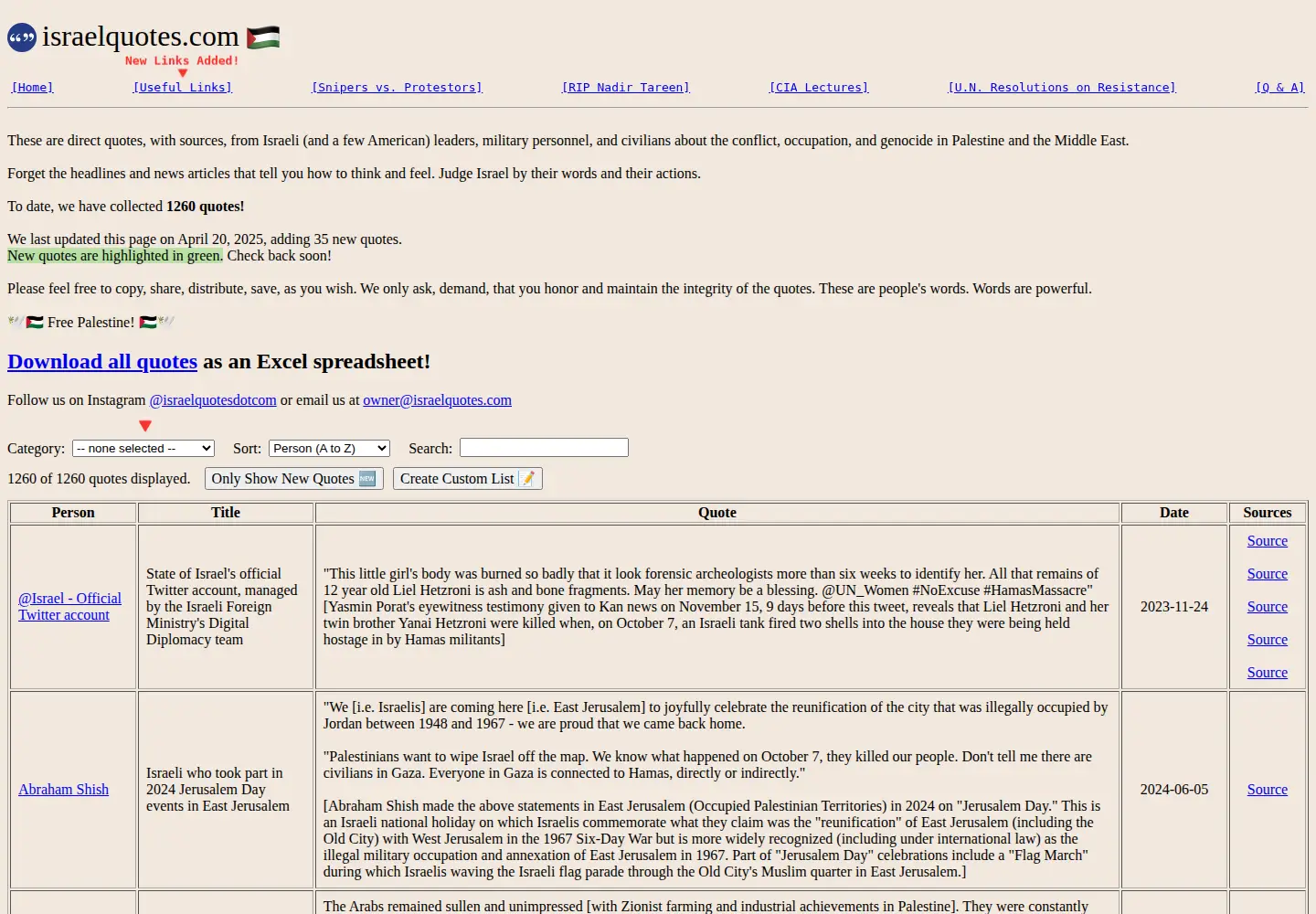 Screenshot of israelquotes.com